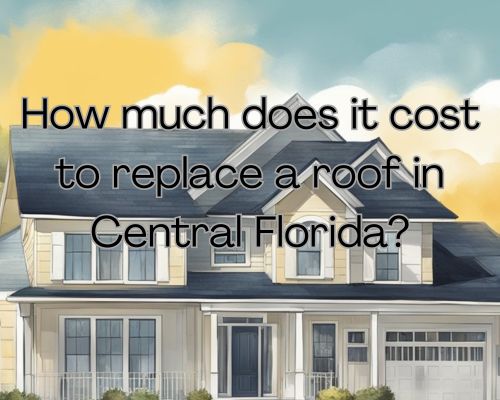 A sunny Central Florida house with a worn-out roof being replaced by a team of workers with new materials and equipment